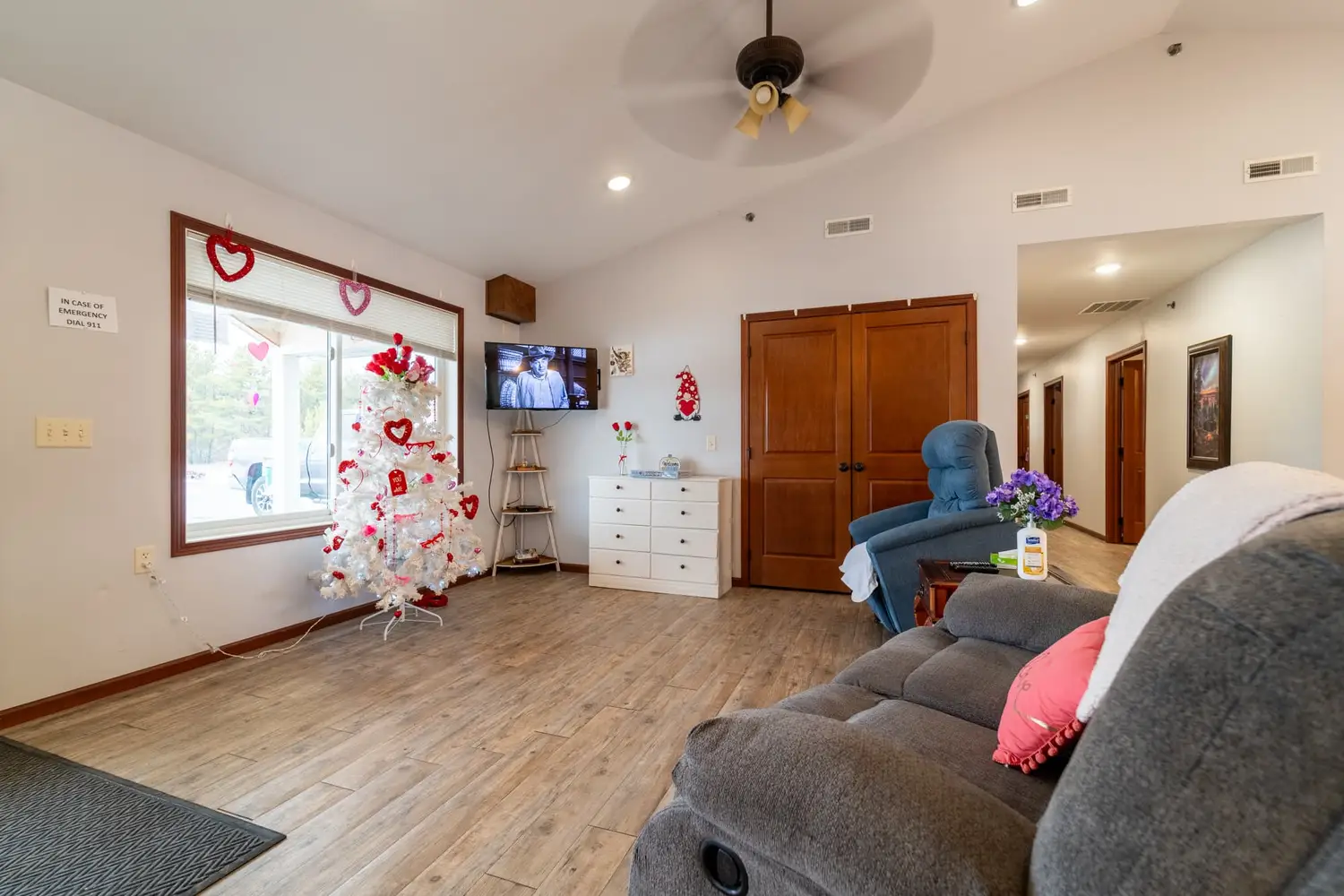 Comfortable shared living room with seating and television